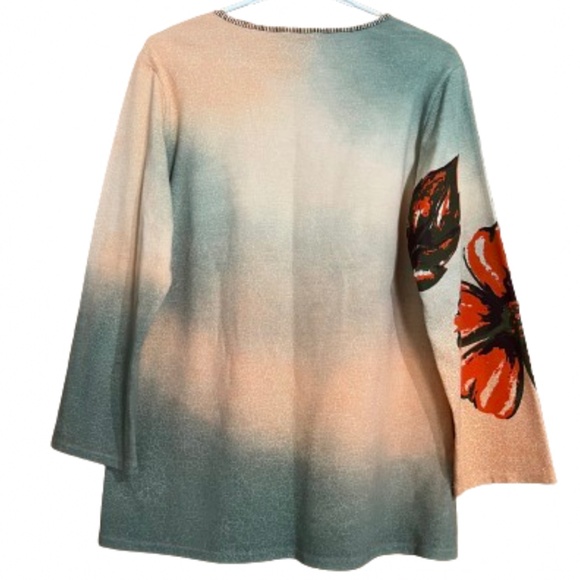 Vintage Women’s Multi in Tie-Dye Shades Floral Shirt w/ Zipper Teeth Neck Sz-M/L - Picture 8 of 8